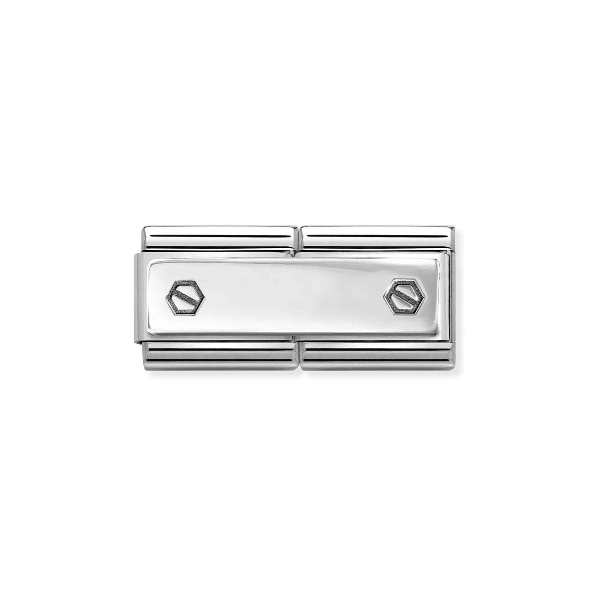 Nomination COMPOSABLE CLASSIC ENGRAVED DOUBLE aus Edelstahl, mit 925er Silber verziert: mit individueller Gravur (49_(2 Sechskantschrauben))
