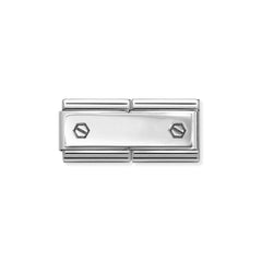 Nomination COMPOSABLE CLASSIC ENGRAVED DOUBLE aus Edelstahl, mit 925er Silber verziert: mit individueller Gravur (49_(2 Sechskantschrauben))