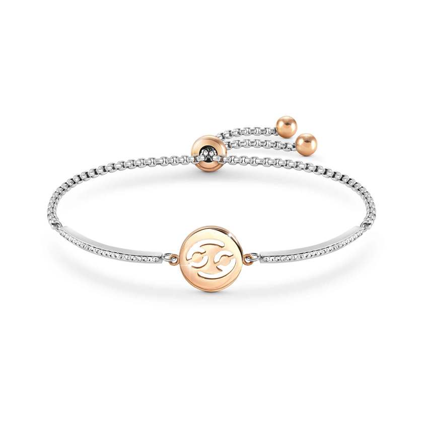 Nomination MILLELUCI Armband aus Edelstahl, mit Cubic Zirkonia verziert, dazu Schmuckelement (Sternzeichen), rose PVD-beschichtet (004_Krebs)