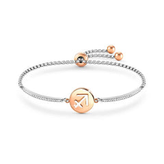 Nomination MILLELUCI Armband aus Edelstahl, mit Cubic Zirkonia verziert, dazu Schmuckelement (Sternzeichen), rose PVD-beschichtet (009_Schutze)