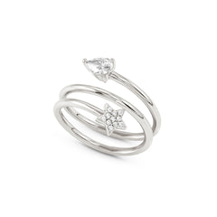 Nomination LUCENTISSIMA 'Toi-et-Moi'-Spiralring aus 925er Silber, mit Cubic Zirkonia verziert (015_Stern Silber)
