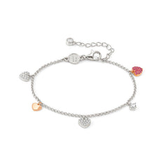 Nomination LUCENTISSIMA Armband aus 925er Silber, mit Charm-Anhängern und Cubic Zirkonia-Pavés verziert (002_Rose vergoldetes Herz)