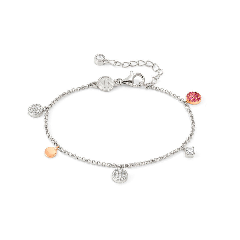 Nomination LUCENTISSIMA Armband aus 925er Silber, mit Charm-Anhängern und Cubic Zirkonia-Pavés verziert (012_Kreis Rosegold)