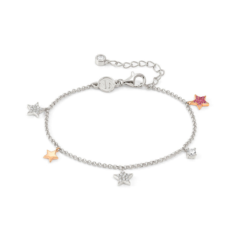 Nomination LUCENTISSIMA Armband aus 925er Silber, mit Charm-Anhängern und Cubic Zirkonia-Pavés verziert (033_(Stern, Rose))