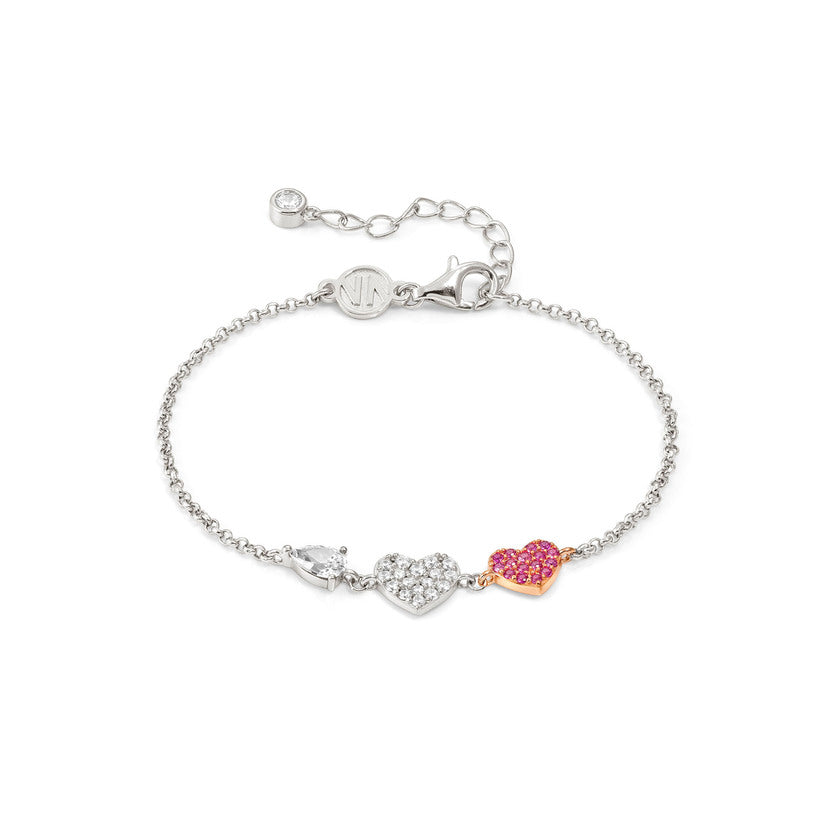 Nomination LUCENTISSIMA Armband aus 925er Silber, mit Cubic Zirkonia-Paves verziert (002_Rose vergoldetes Herz)