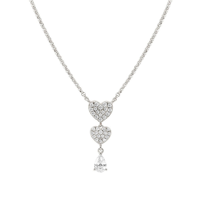 Nomination LUCENTISSIMA Y-Kette aus 925er Silber, mit Cubic Zirkonia-Anhaengern in Pavefassung verziert (001_Silbernes Herz)