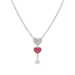 Nomination LUCENTISSIMA Y-Kette aus 925er Silber, mit Cubic Zirkonia-Anhaengern in Pavefassung verziert (002_Rose vergoldetes Herz)