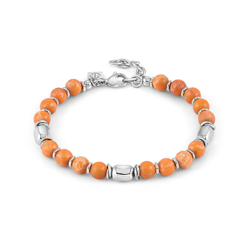 Nomination INSTINCTSTYLE ZODIAC&STONES Armband aus Edelstahl- und Edelsteinperlen (086_(Jaspis, Orange))