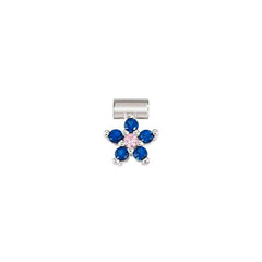 Nomination SEIMIA FLORA EDITION Blumen-Anhaenger (klein) aus 925er Silber, mit Cubic Zirkonia verziert (004_blau)