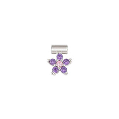 Nomination SEIMIA FLORA EDITION Blumen-Anhaenger (klein) aus 925er Silber, mit Cubic Zirkonia verziert (061_Violett)
