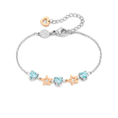 Nomination PRINCIPESSINA Armband aus Edelstahl, mit Cubic Zirkonia im Herz-Schliff und rose PVD-beschichteten Symbolen verziert (023_Stern)