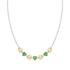 Nomination PRINCIPESSINA Halskette aus Edelstahl, mit Cubic Zirkonia im Herz-Schliff und rose PVD-beschichteten Symbolen verziert (006_Kleeblatt)