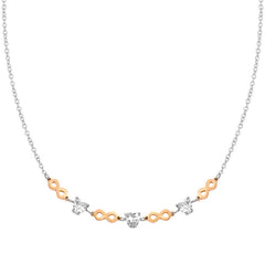 Nomination PRINCIPESSINA Halskette aus Edelstahl, mit Cubic Zirkonia im Herz-Schliff und rose PVD-beschichteten Symbolen verziert (024_Unendliche)