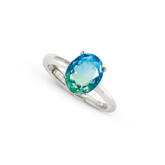 Nomination SYMBIOSI Ring aus 925er Silber, mit Glasstein (zweifarbig, klein) verziert (025_(Hellblau/Gruen, Silber))