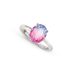 Nomination SYMBIOSI Ring aus 925er Silber, mit Glasstein (zweifarbig, klein) verziert (028_(Rosa/Violett, Silber))