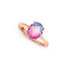 Nomination SYMBIOSI Ring aus 925er Silber, mit Glasstein (zweifarbig, klein) verziert (030_(Rosa/Violett, Rosegold))