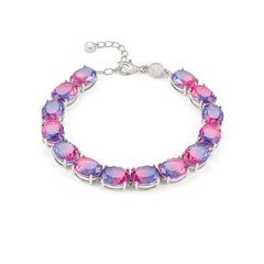 Nomination SYMBIOSI Armband aus 925er Silber, mit Glassteinen (zweifarbig, klein) verziert (028_(Rosa/Violett, Silber))