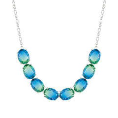 Nomination SYMBIOSI Halskette aus 925er Silber, mit Glassteinen (zweifarbig, gross) verziert (025_(Hellblau/Gruen, Silber))