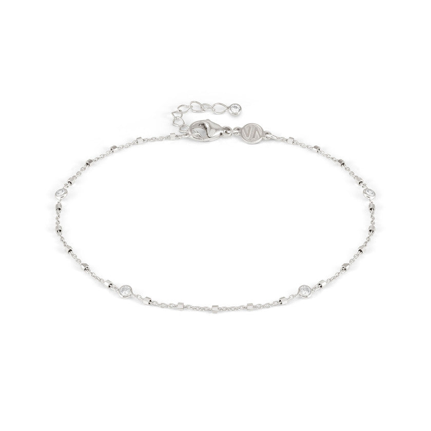 Nomination ANKLETS Fusskette aus 925er Silber, mit Cubic Zirkonia verziert (062_(Brillant))