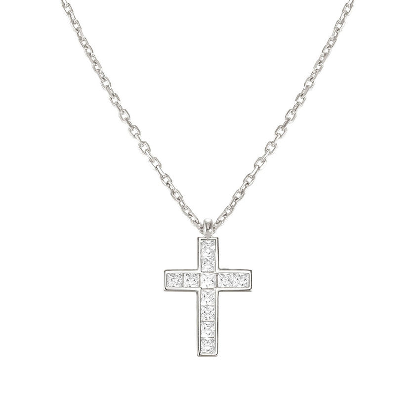 Nomination CARISMATICA Halskette aus 925er Silber, dazu Kreuz-Anhaenger (gross), mit Cubic Zirkonia besetzt (031_(Weiss, Silber))