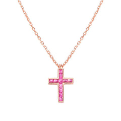 Nomination CARISMATICA Halskette aus 925er Silber, dazu Kreuz-Anhaenger (gross), mit Cubic Zirkonia besetzt (032_(Rosa, Rosegold))