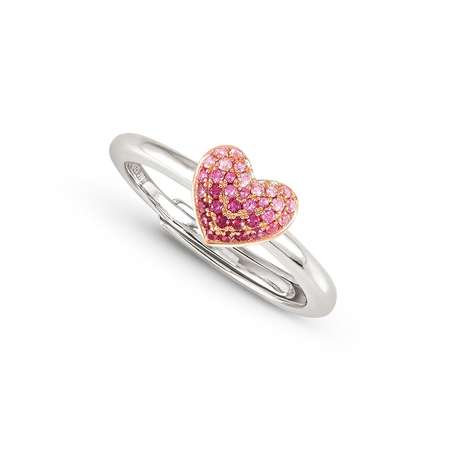 Nomination CRYSALIS Ring aus 925er Silber, dazu Schmuckelement (klein), rosevergoldet und mit Cubic Zirkonia besetzt (004_Herz)
