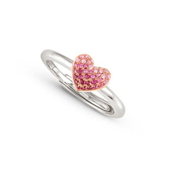 Nomination CRYSALIS Ring aus 925er Silber, dazu Schmuckelement (klein), rosevergoldet und mit Cubic Zirkonia besetzt (004_Herz)