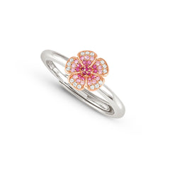 Nomination CRYSALIS Ring aus 925er Silber, dazu Schmuckelement (klein), rosevergoldet und mit Cubic Zirkonia besetzt (010_Blume)