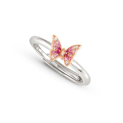 Nomination CRYSALIS Ring aus 925er Silber, dazu Schmuckelement (klein), rosevergoldet und mit Cubic Zirkonia besetzt (040_(Schmetterling))