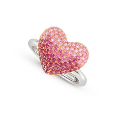 Nomination CRYSALIS Ring aus 925er Silber, dazu Schmuckelement (gross), rosevergoldet und mit Cubic Zirkonia besetzt (004_Herz)
