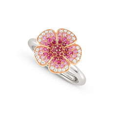 Nomination CRYSALIS Ring aus 925er Silber, dazu Schmuckelement (gross), rosevergoldet und mit Cubic Zirkonia besetzt (010_Blume)