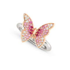 Nomination CRYSALIS Ring aus 925er Silber, dazu Schmuckelement (gross), rosevergoldet und mit Cubic Zirkonia besetzt (040_(Schmetterling))