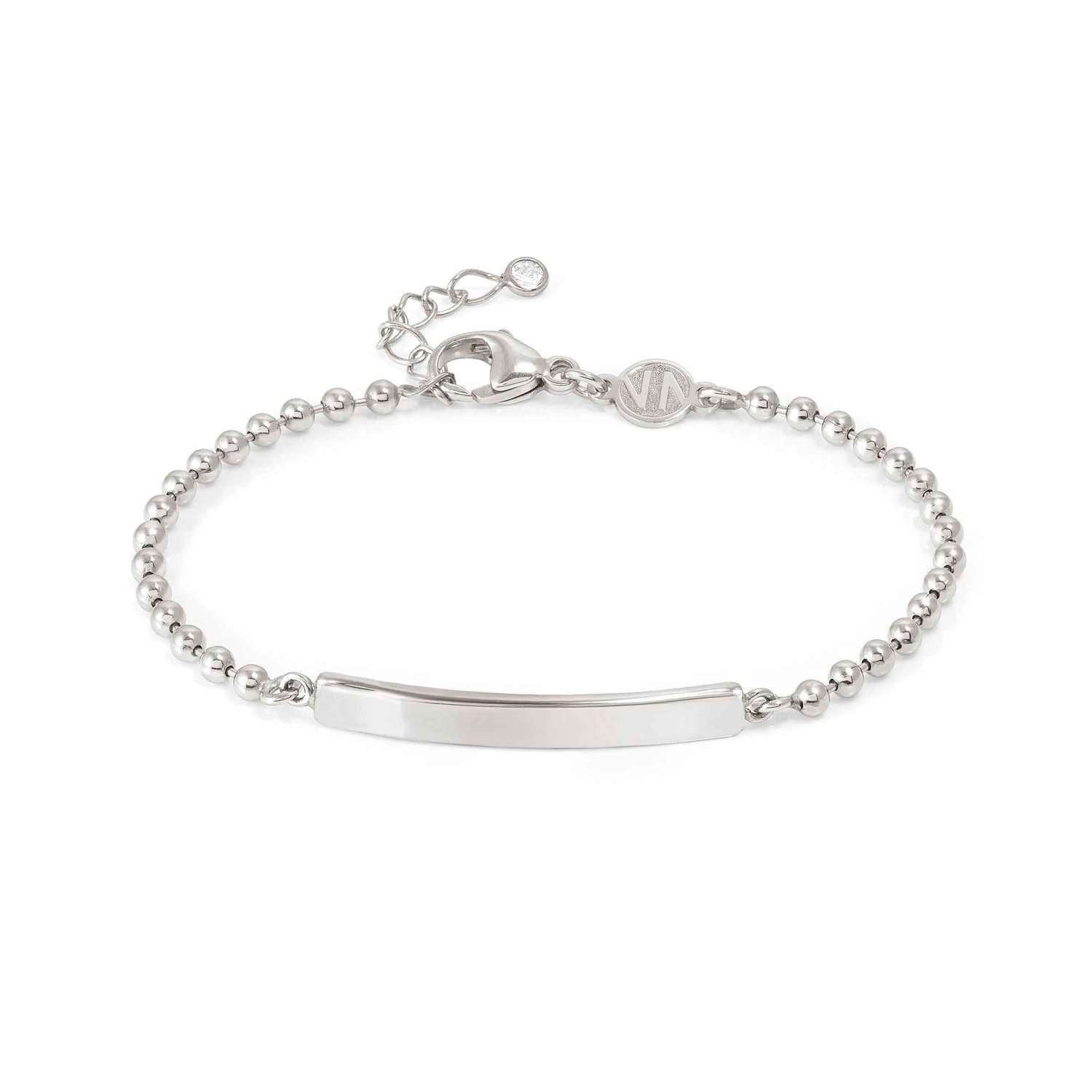 Nomination MESSAGGI D'AMORE Kugelarmband mit individuell gravierter Plakette, aus 925er Silber (058_(Plakette))