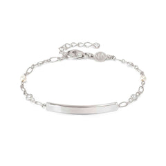 Nomination MESSAGGI D'AMORE Armband mit individuell gravierter Plakette aus 925er Silber, mit Cubic Zirkonia und Silberperlen verziert (058_(Plakette))
