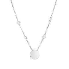 Nomination MESSAGGI D'AMORE Kugelhalskette mit individuell gravierter Plakette aus 925er Silber, mit Cubic Zirkonia und verschiedenen Symbolen verziert (016_(Kreis))