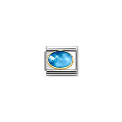 Nomination COMPOSABLE CLASSIC Element aus Edelstahl, mit facettiertem Schmuckstein in 18kt Gold-Fassung verziert (038_(Hellblau/Blau))