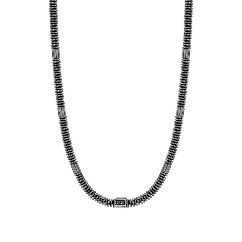 Nomination B-YOND HYPER EDITION Scheiben-Halskette aus Edelstahl, mit Cubic Zirkonia verziert (015_Schwarz)