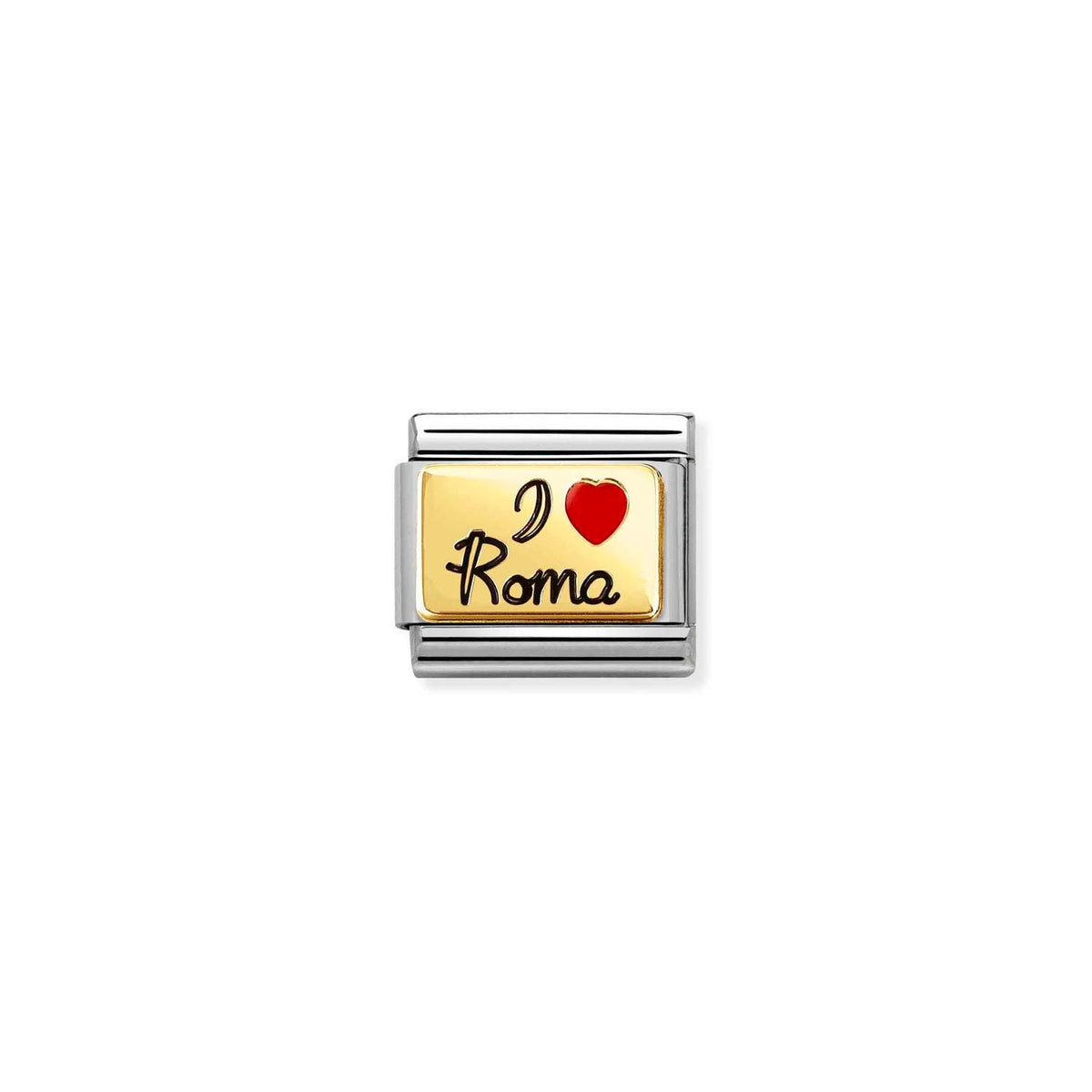 Nomination Composable Classic GEOGRAPHIC WR, Edelstahl, Email und 18K-Gold (55_(I Love Roma, Emaille/Schwarz))