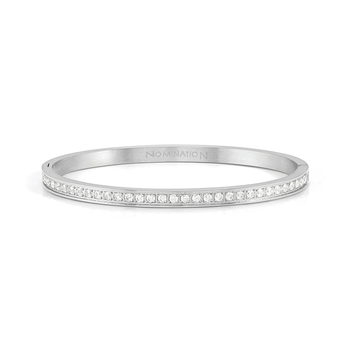Nomination PRETTY BANGLES Armreif aus Edelstahl (Medium), mit Cubic Zirkonia besetzt (001_WEISS)