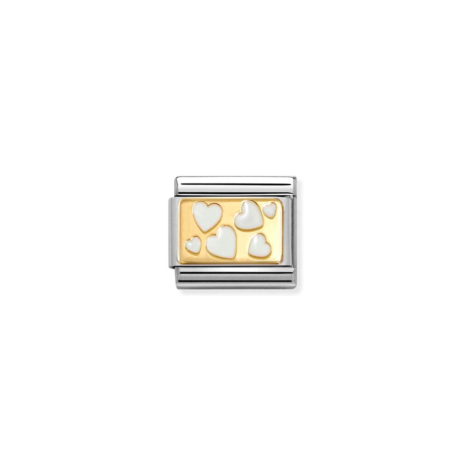 Nomination COMPOSABLE CLASSIC PLAETTCHEN Edelstahl, Email und 18k gold (70_(Herzenmuster, Weiß))