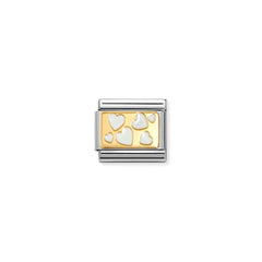 Nomination COMPOSABLE CLASSIC PLAETTCHEN Edelstahl, Email und 18k gold (70_(Herzenmuster, Weiß))