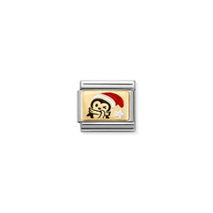 Nomination COMPOSABLE CLASSIC PLATTEN Element aus Edelstahl, mit Emaille und 18Kt Gelbgold verziert (13_(Pinguin mit roter Mütze))