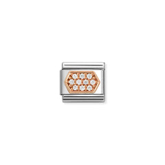 Nomination COMPOSABLE CLASSIC Element aus Edelstahl, mit Cubic Zirkonia-Pavé in 9kt Roségold-Fassung verziert (03_(Sechseck, Weiß))
