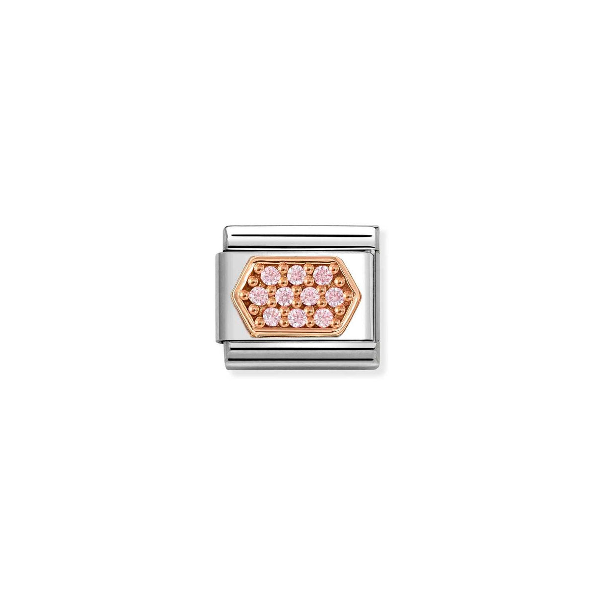Nomination COMPOSABLE CLASSIC Element aus Edelstahl, mit Cubic Zirkonia-Pavé in 9kt Roségold-Fassung verziert (04_(Sechseck, Rosa))