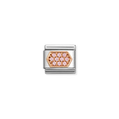 Nomination COMPOSABLE CLASSIC Element aus Edelstahl, mit Cubic Zirkonia-Pavé in 9kt Roségold-Fassung verziert (04_(Sechseck, Rosa))