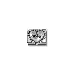 Nomination COMPOSABLE CLASSIC OXIDIERTE SYMBOLE aus Edelstahl, mit 925er Silber verziert, (81_(Sister-Kugelherz))