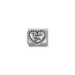 Nomination COMPOSABLE CLASSIC OXIDIERTE SYMBOLE aus Edelstahl, mit 925er Silber verziert, (83_(Thank you-Kugelherz))
