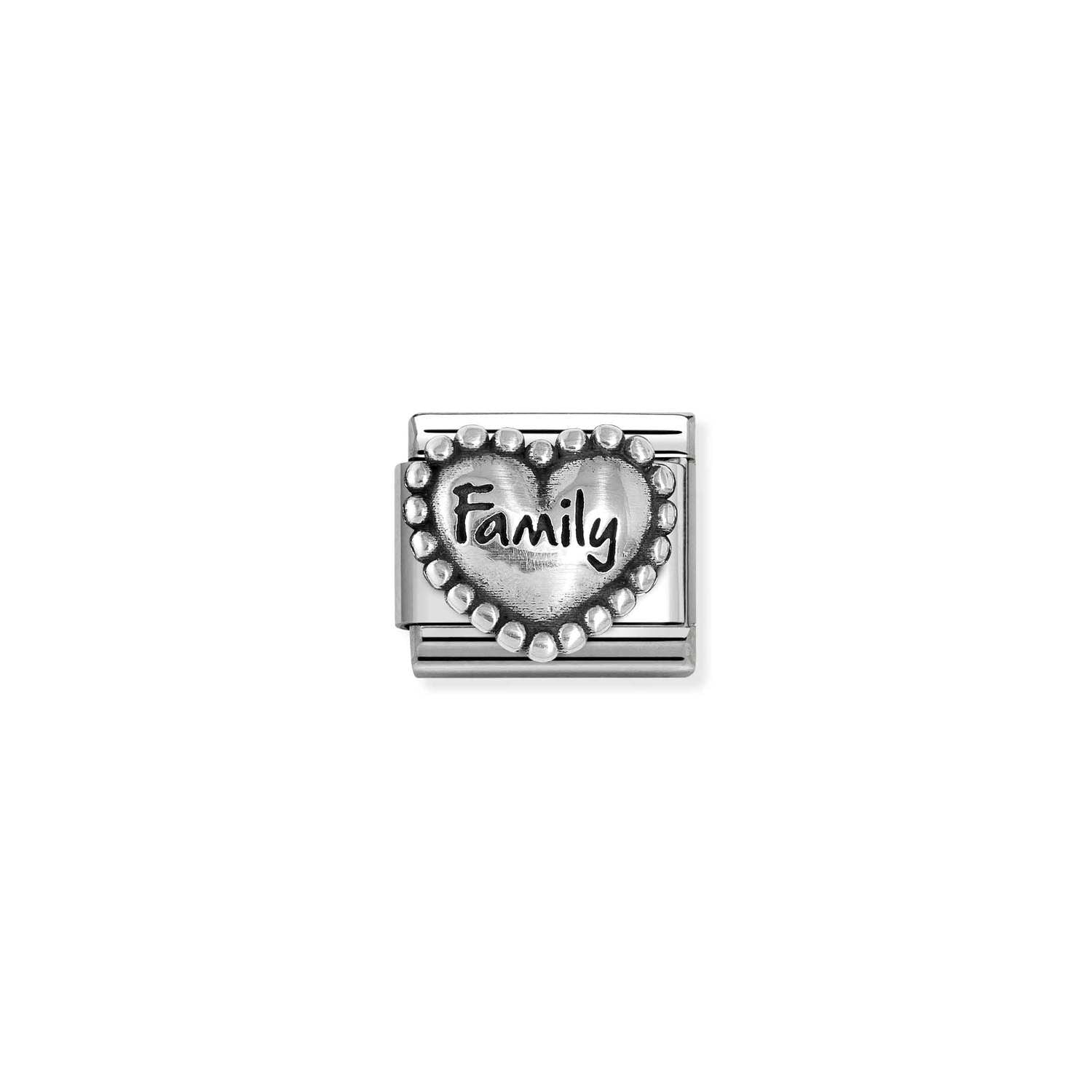Nomination COMPOSABLE CLASSIC OXIDIERTE SYMBOLE aus Edelstahl, mit 925er Silber verziert, (84_(Family-Kugelherz))