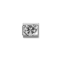 Nomination COMPOSABLE CLASSIC SYMBOLE Element aus Edelstahl, mit 925er Silber und Cubic zirkonia verziert (20_(Lebensbaum in Herz))