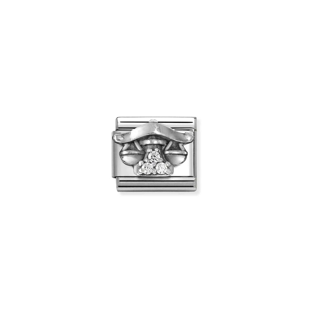 Nomination COMPOSABLE CLASSIC Element aus Edelstahl, dazu mit Cubic Zirkonia verziertes Sternzeichen-Relief aus 925er Silber (07_Waage)